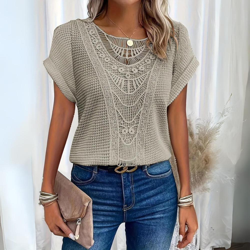 Boho Charm Crochet Blouse | Textured Fabric | Effortless Everyday Style