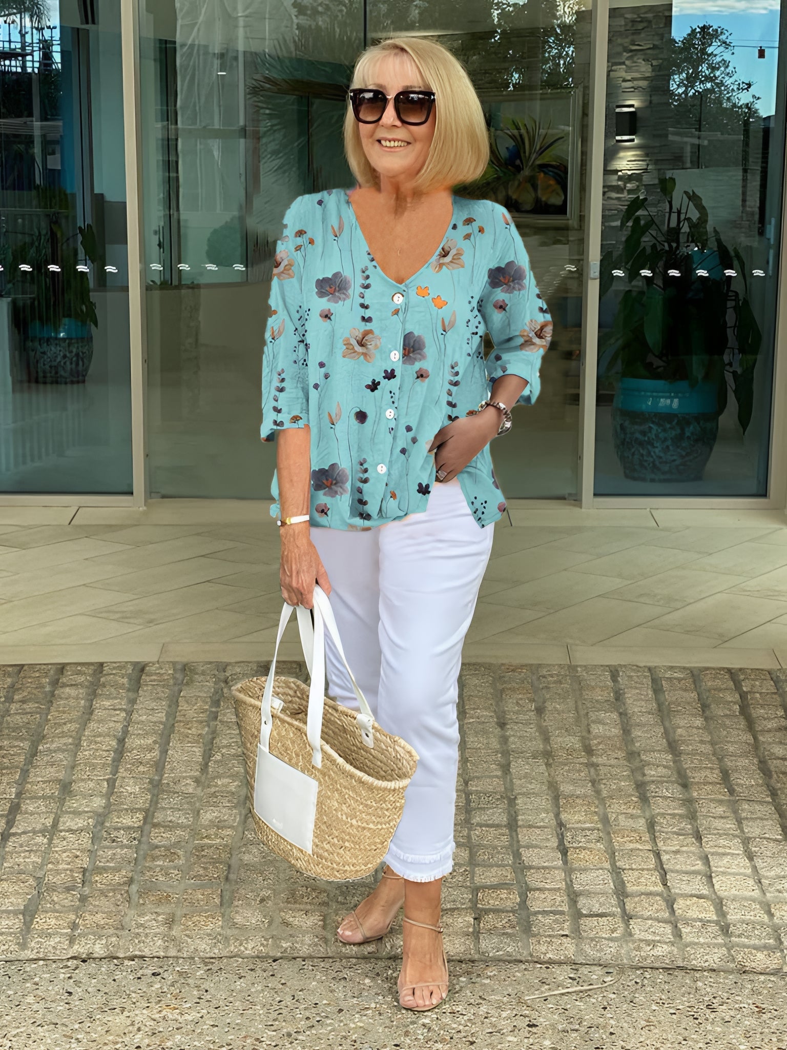 Button-Front Floral Blouse | Breezy Elegance for Everyday Wear