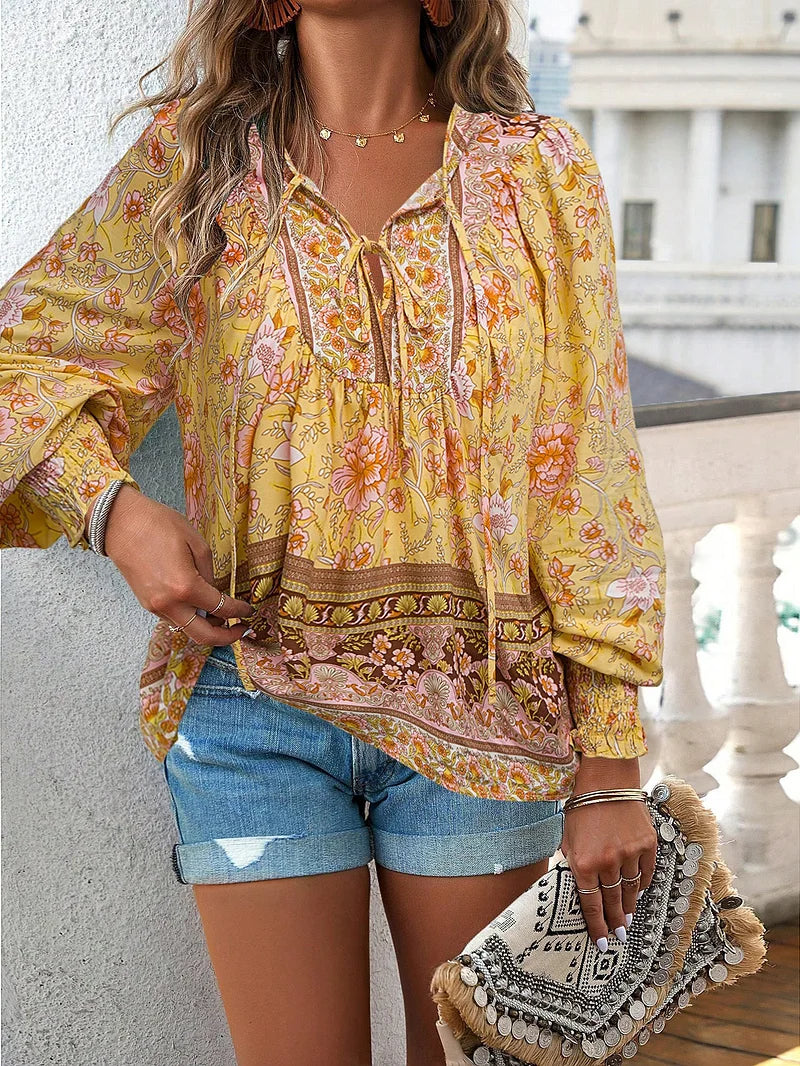 Boho Floral Peasant Blouse | Romantic Free-Spirit Vibes