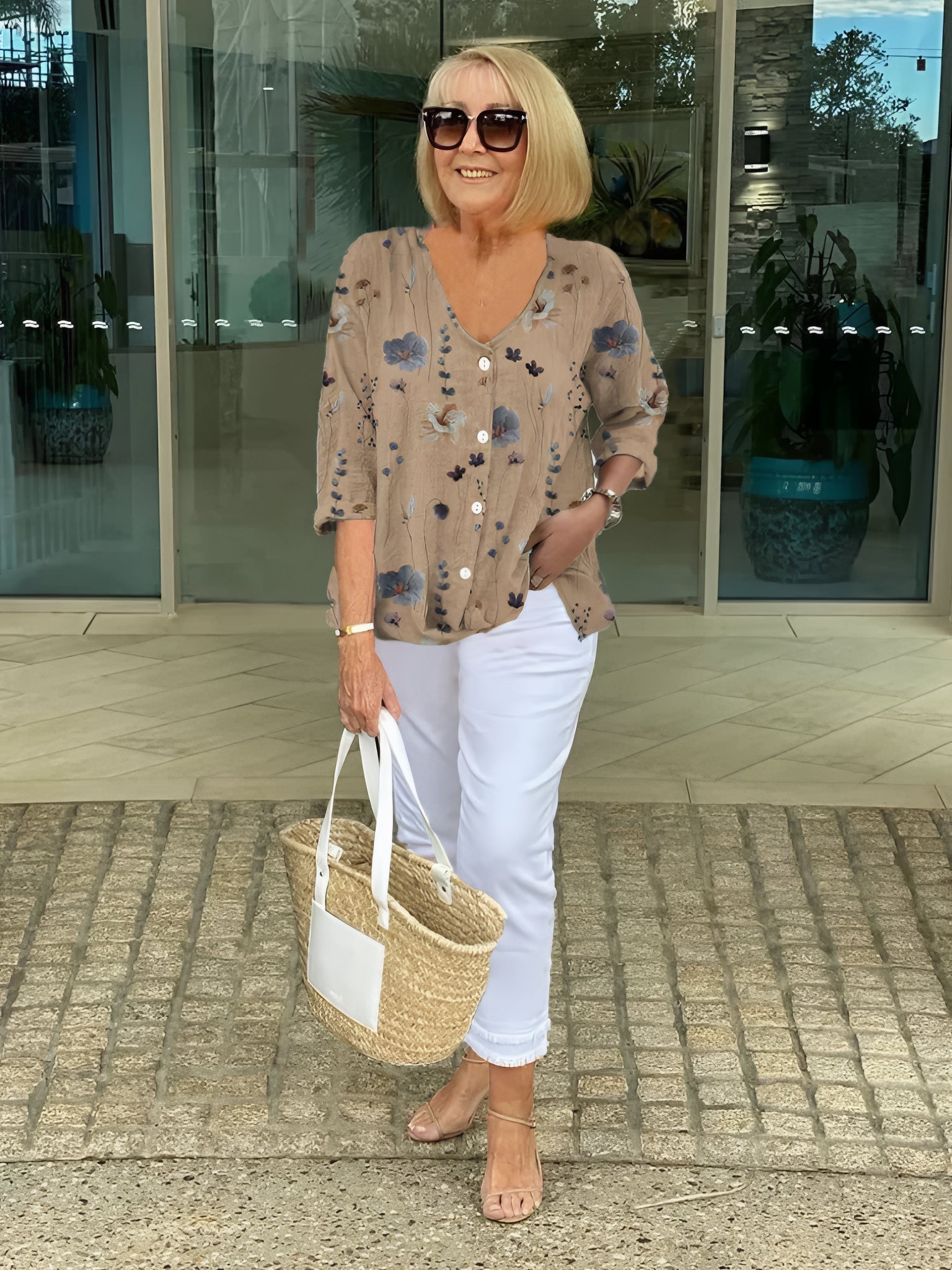 Button-Front Floral Blouse | Breezy Elegance for Everyday Wear