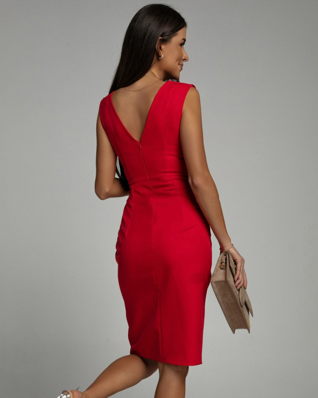 Modern Muse Draped Midi Dress | Sleek Silhouette | Elegant with a Twist