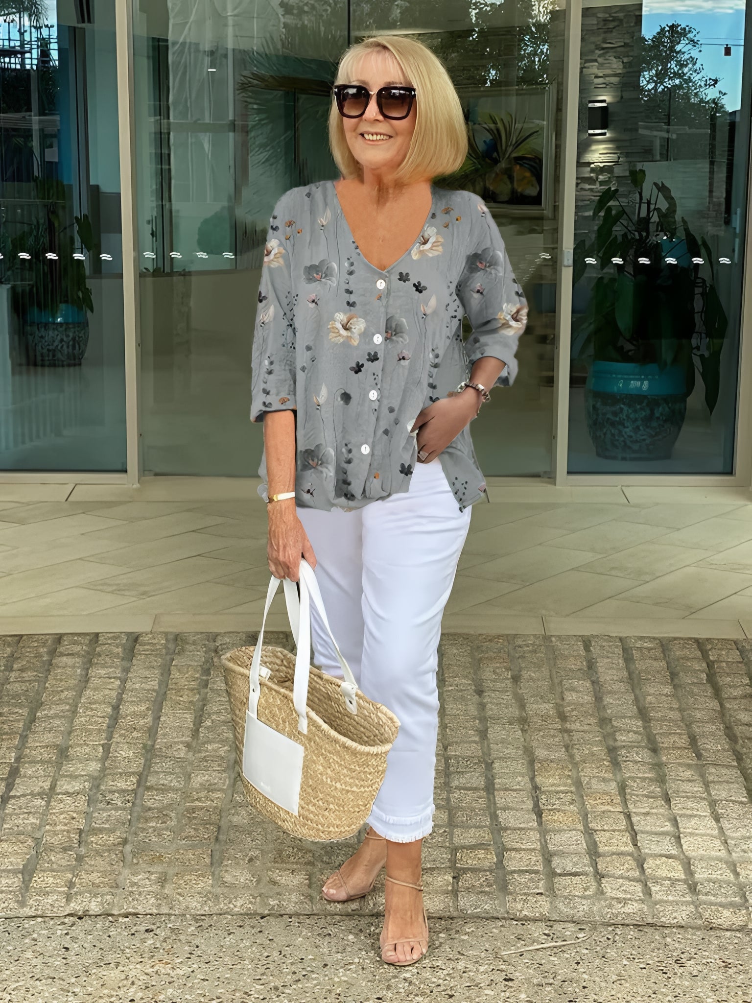 Button-Front Floral Blouse | Breezy Elegance for Everyday Wear