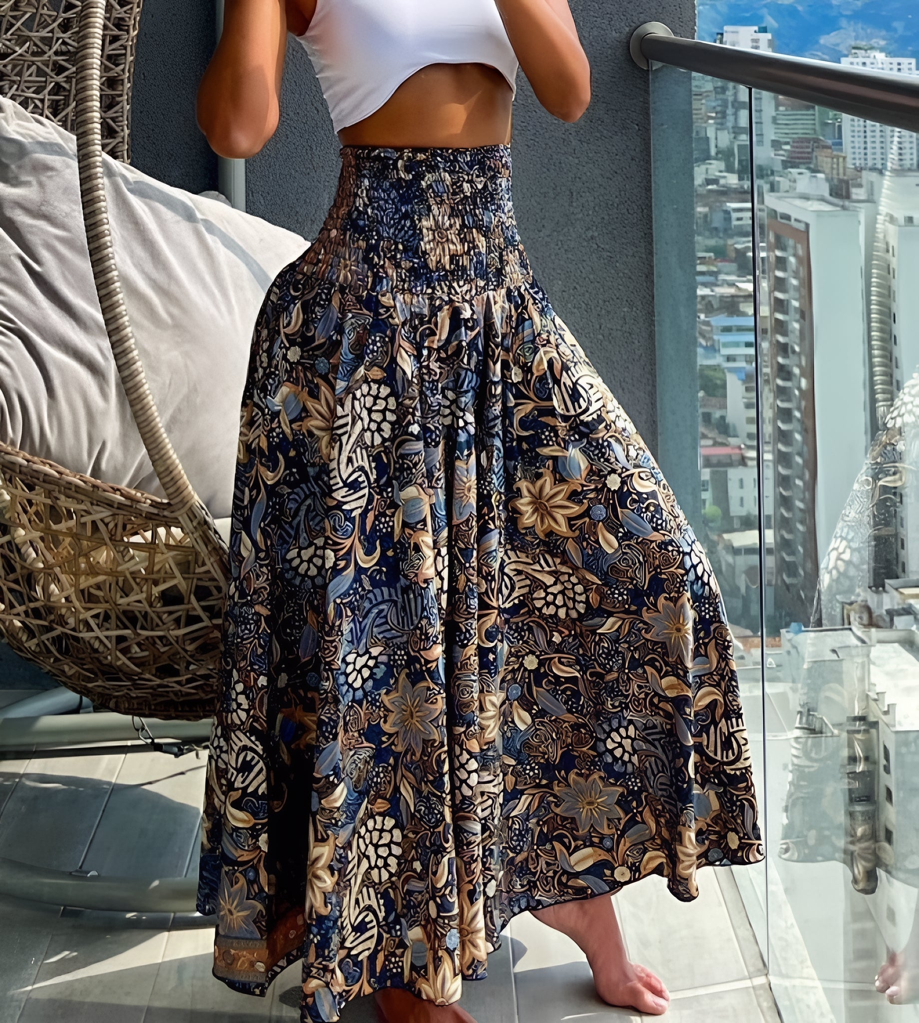 Boho Smocked Waist Maxi Skirt | Effortless Free-Spirited Flow