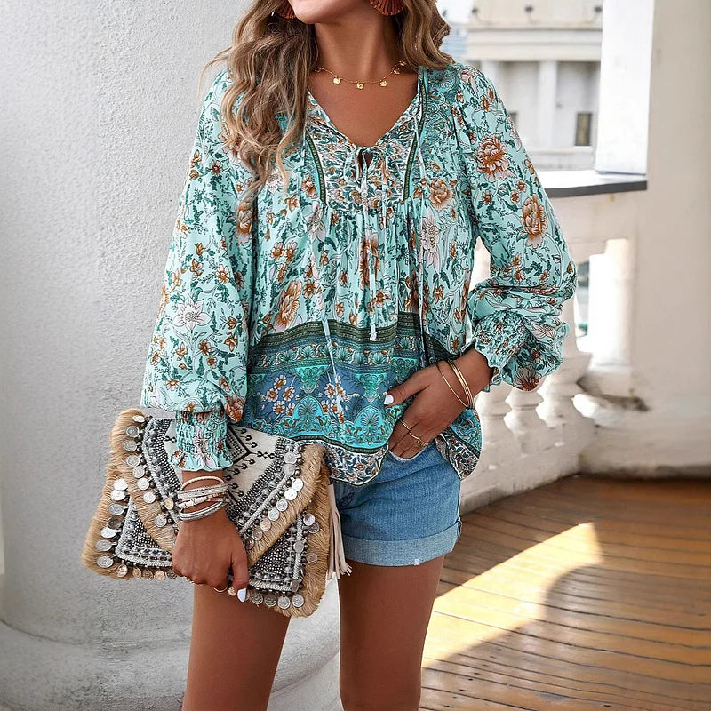 Boho Floral Peasant Blouse | Romantic Free-Spirit Vibes
