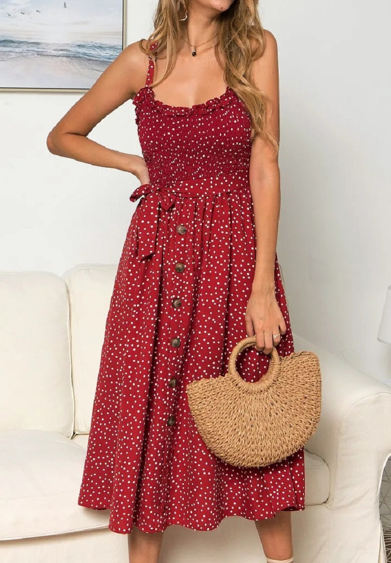 Dotted Charm Sundress | Sweet Retro Elegance
