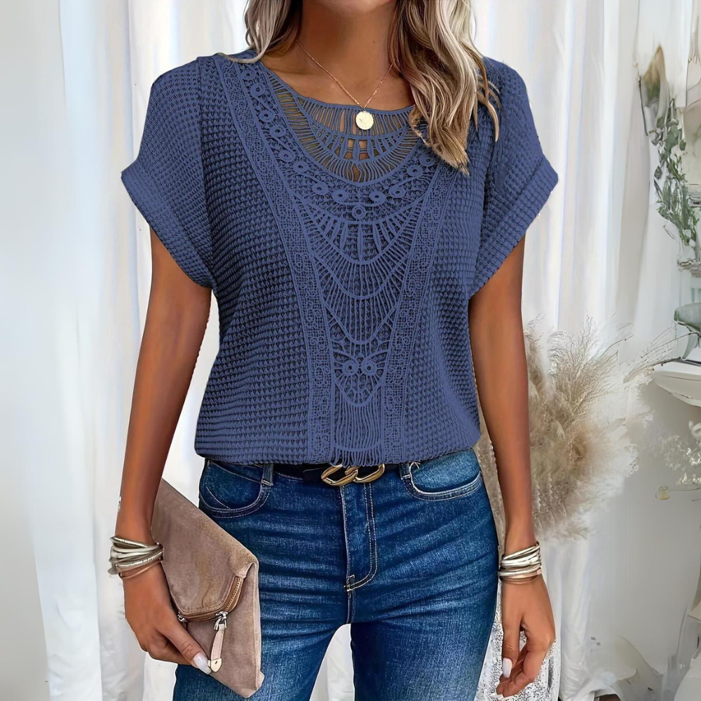 Boho Charm Crochet Blouse | Textured Fabric | Effortless Everyday Style