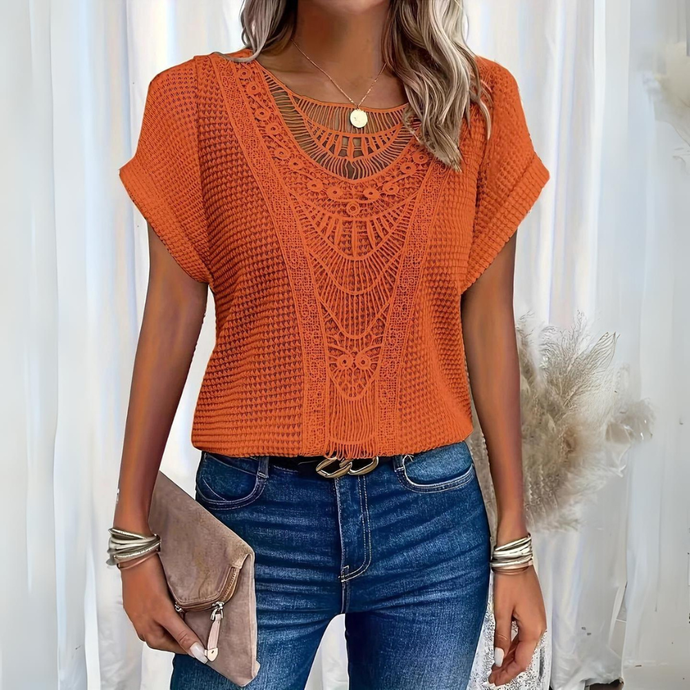 Boho Charm Crochet Blouse | Textured Fabric | Effortless Everyday Style