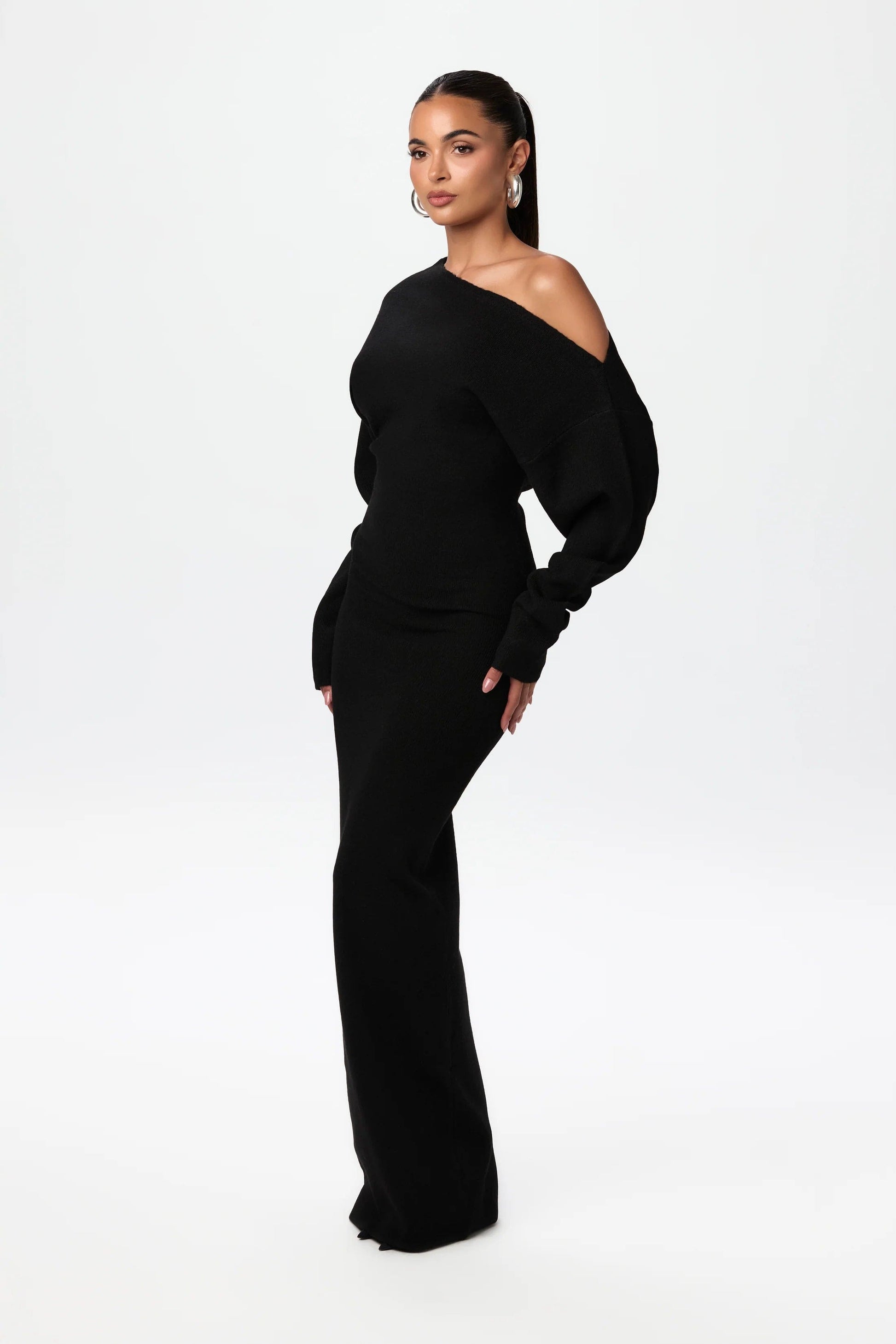 Off-Shoulder Knit Dress | Sculpted Silhouette | Elevated Minimalism