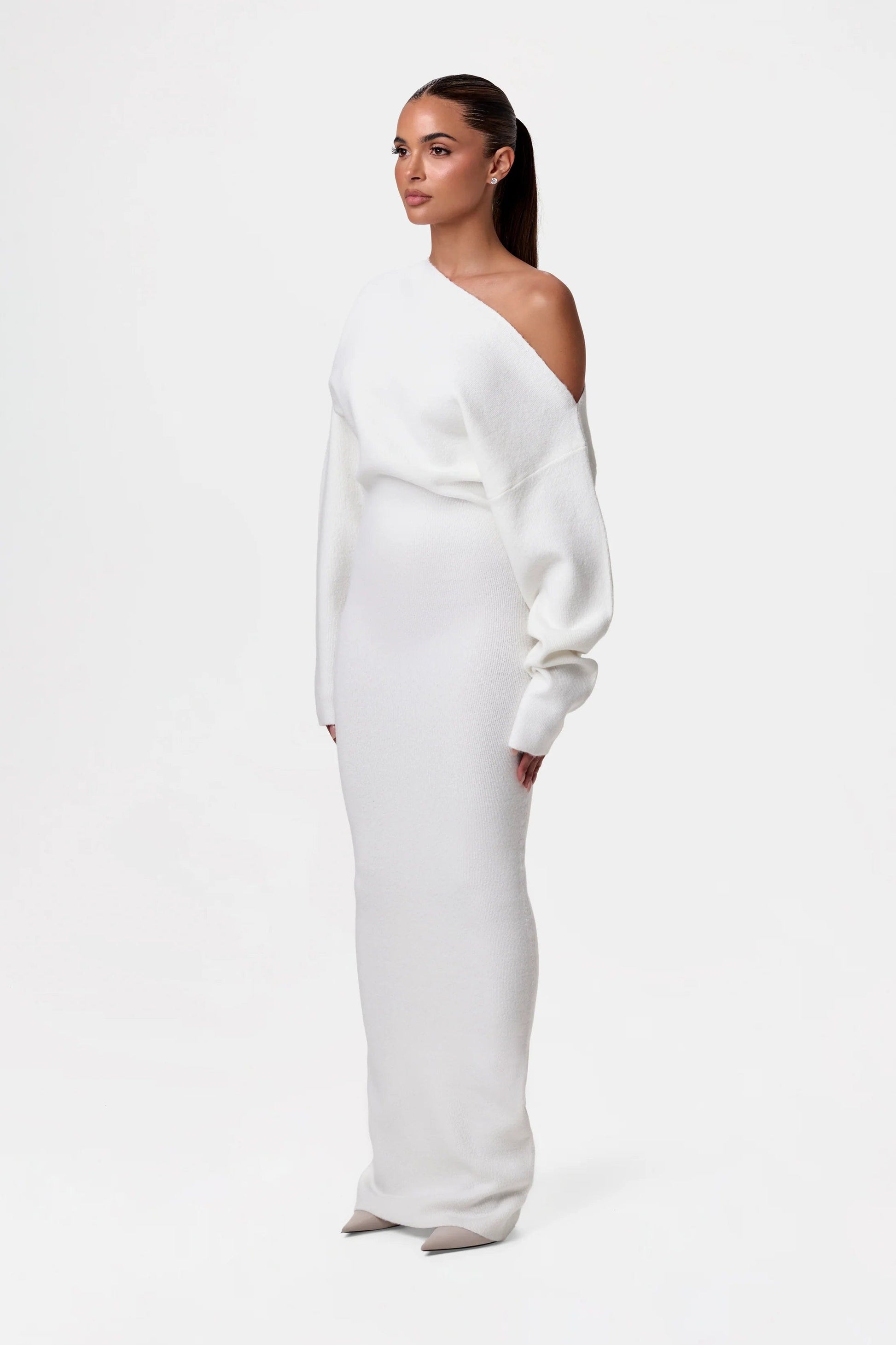Off-Shoulder Knit Dress | Sculpted Silhouette | Elevated Minimalism