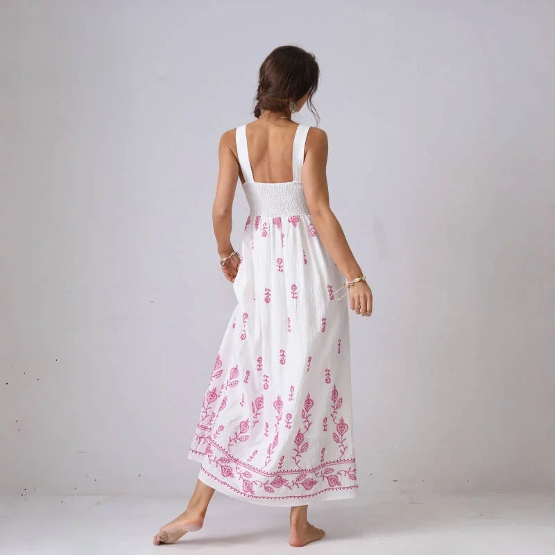 Boho Blossom Maxi Dress | Hand-Stitched Look | Laid-Back Elegance