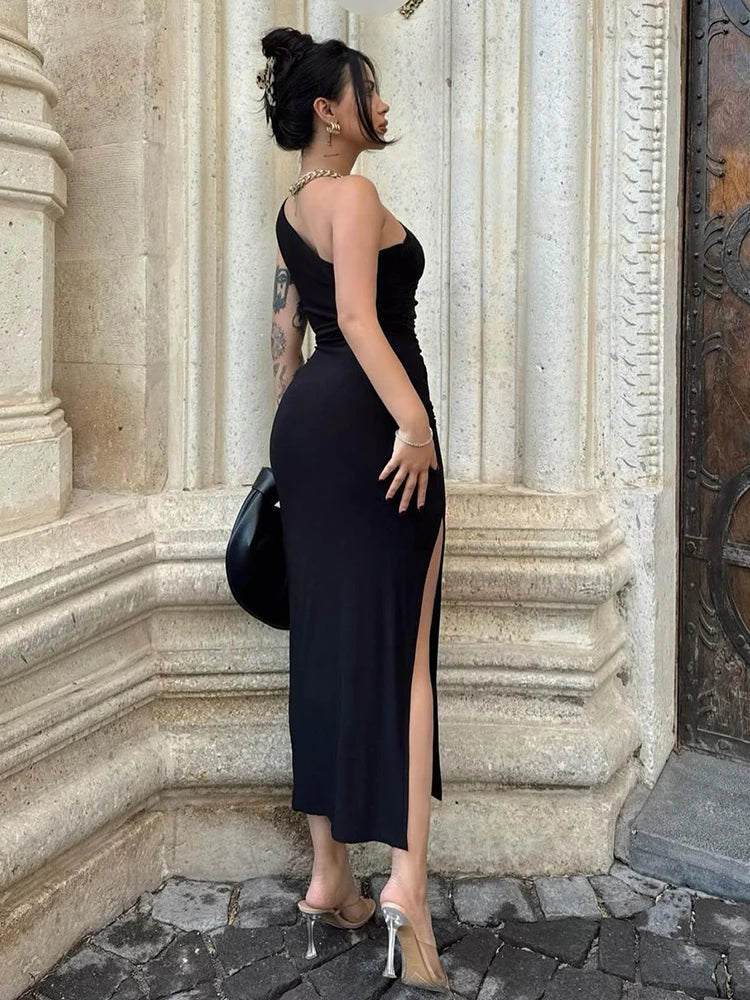 Midnight Muse Dress | One-Shoulder Elegance | Sleek Sophistication
