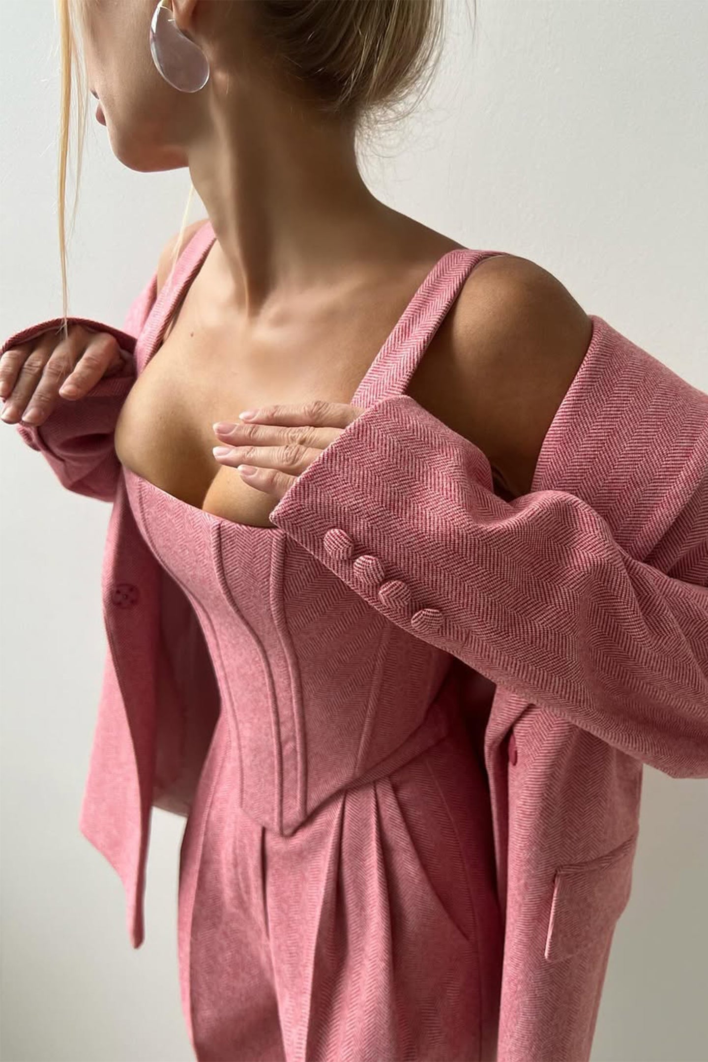 Structured Herringbone Three-Piece Set | Tailored Power Look
