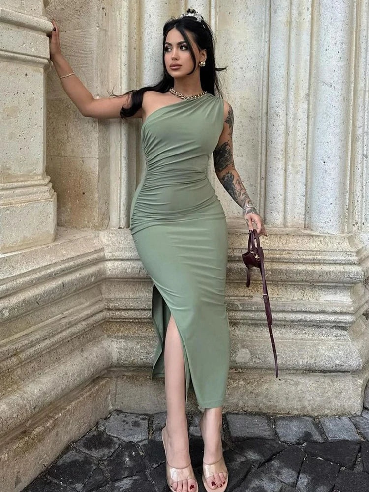 Midnight Muse Dress | One-Shoulder Elegance | Sleek Sophistication