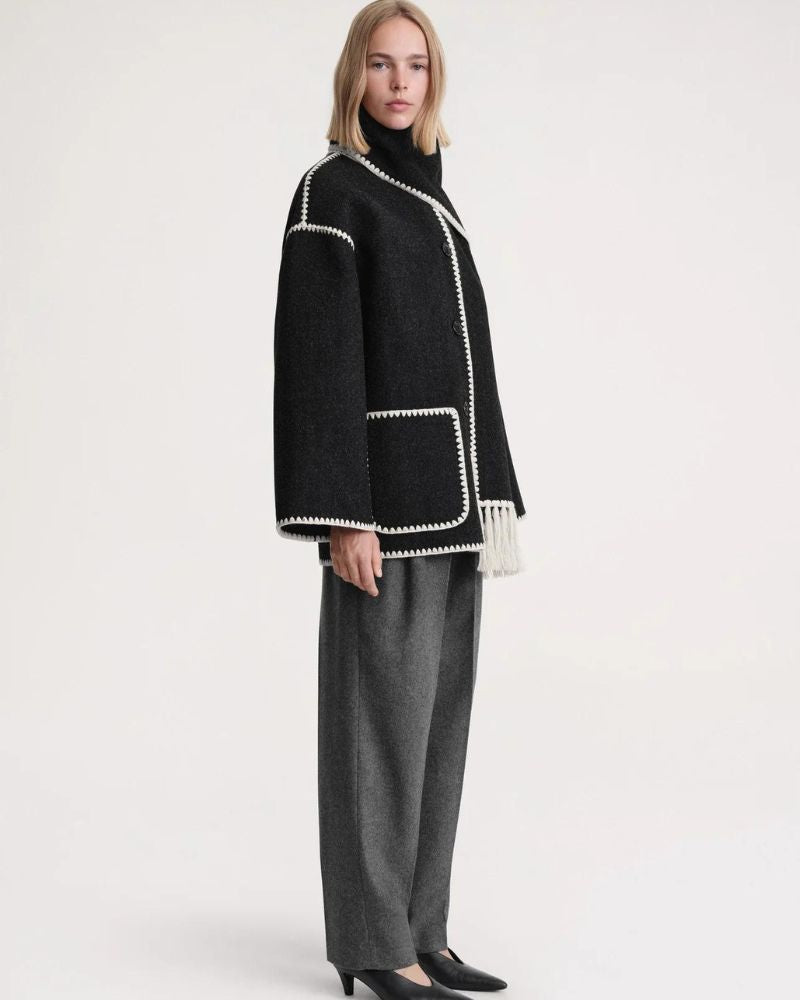 Modern Stitch Wrap Coat | Cozy Minimalist Statement