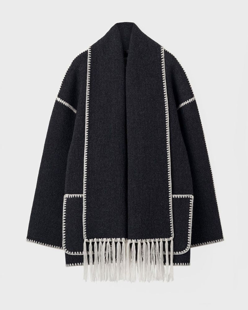 Modern Stitch Wrap Coat | Cozy Minimalist Statement