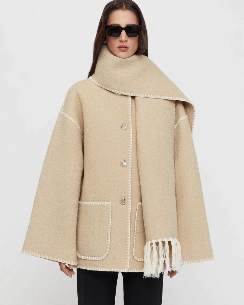 Modern Stitch Wrap Coat | Cozy Minimalist Statement