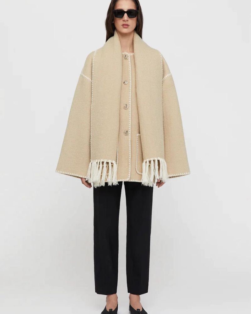 Modern Stitch Wrap Coat | Cozy Minimalist Statement