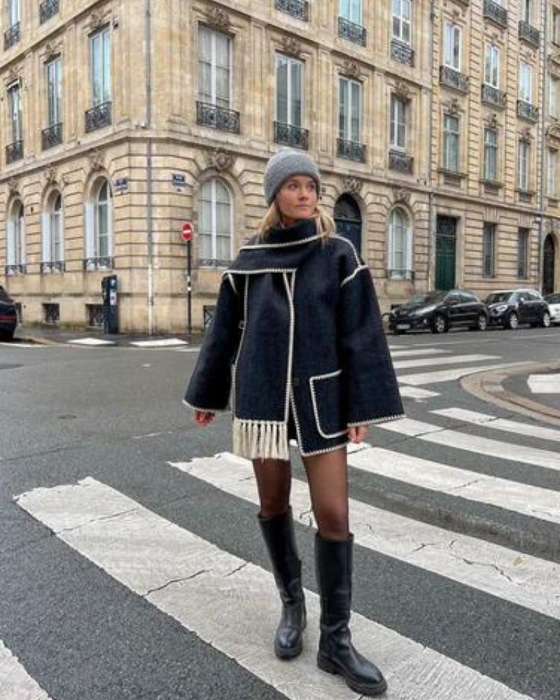 Modern Stitch Wrap Coat | Cozy Minimalist Statement