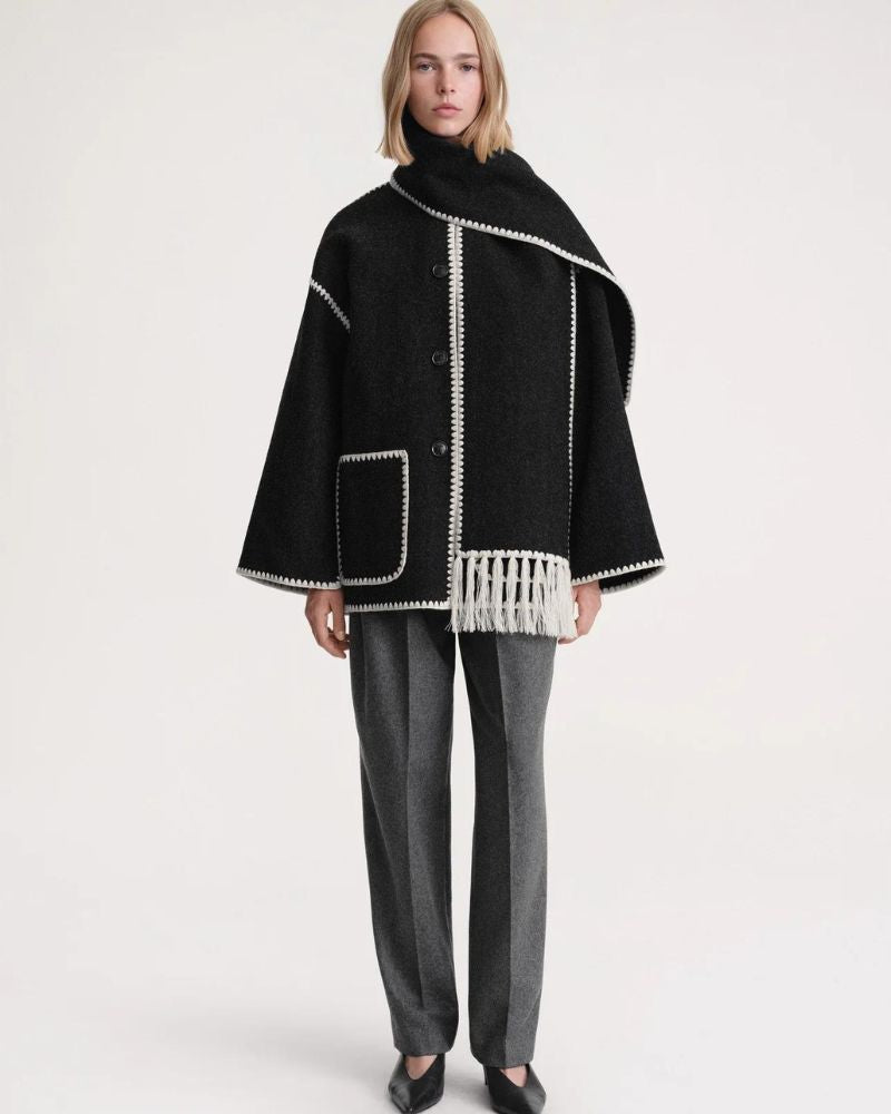 Modern Stitch Wrap Coat | Cozy Minimalist Statement