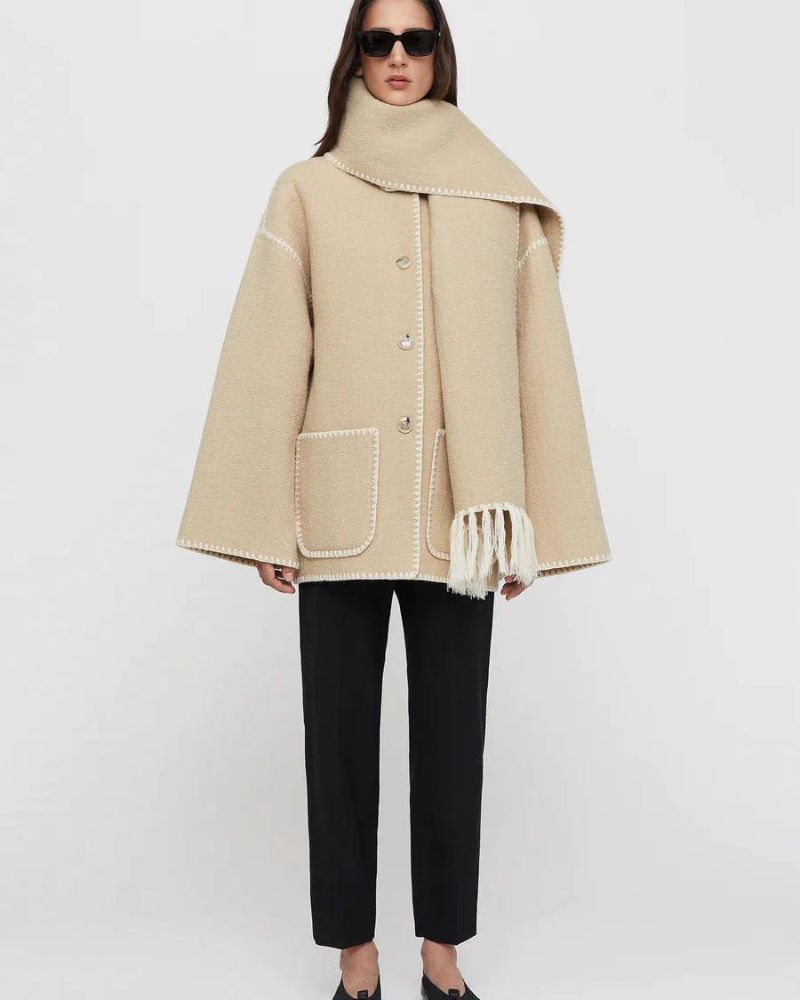 Modern Stitch Wrap Coat | Cozy Minimalist Statement