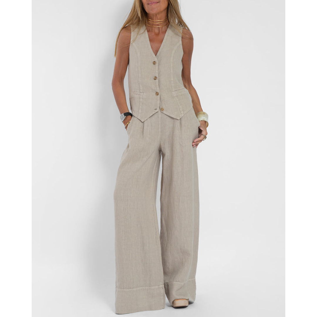 Linen Vest & Trousers Set | Tailored Look | Effortless Summer Chic