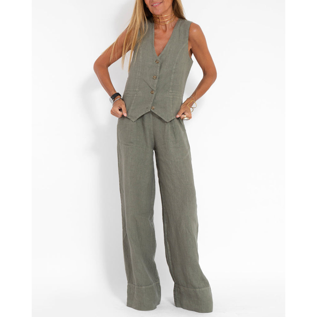 Linen Vest & Trousers Set | Tailored Look | Effortless Summer Chic
