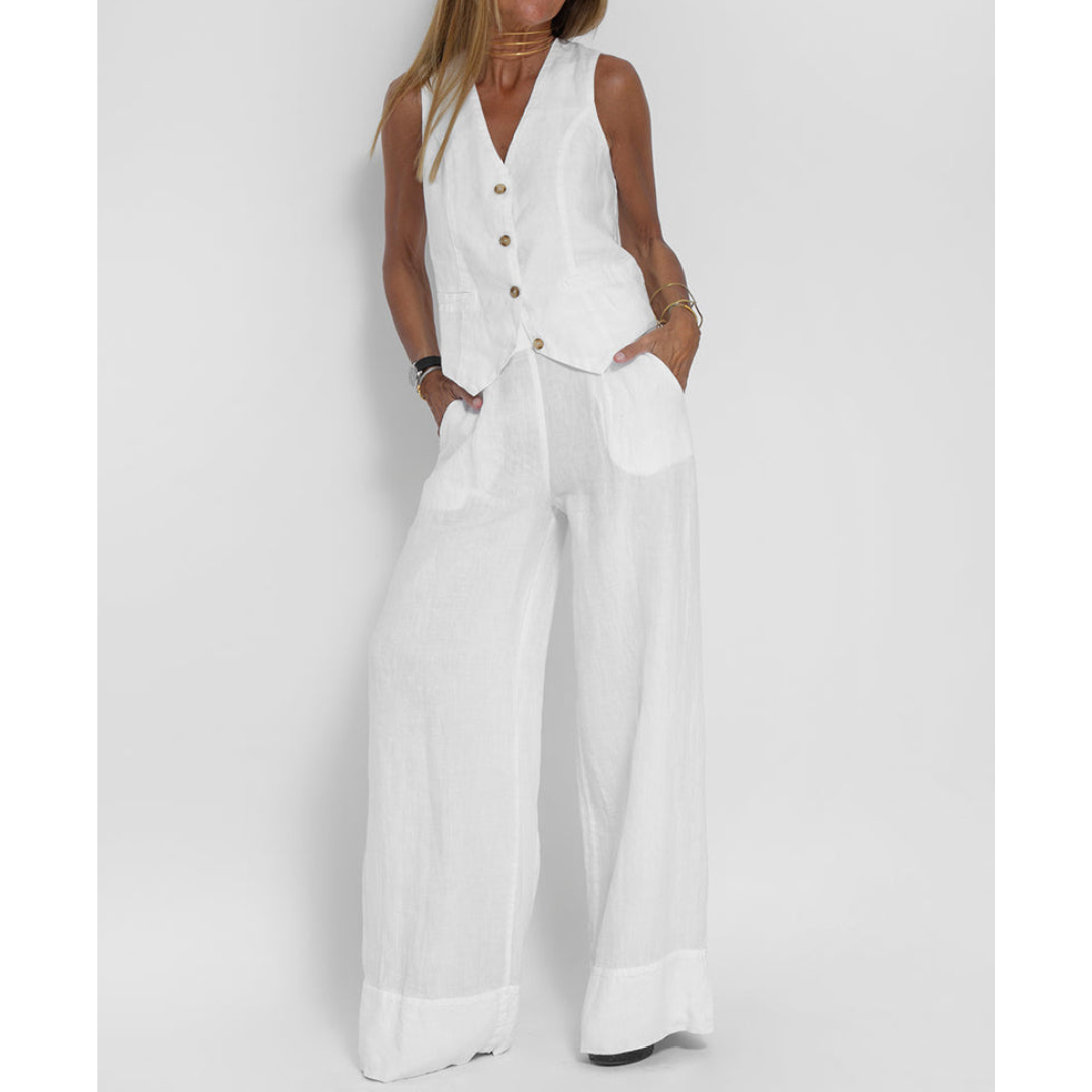 Linen Vest & Trousers Set | Tailored Look | Effortless Summer Chic