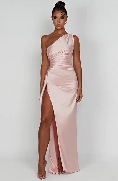 One-Shoulder Satin Gown | Elegant Drama Meets Sleek Allure