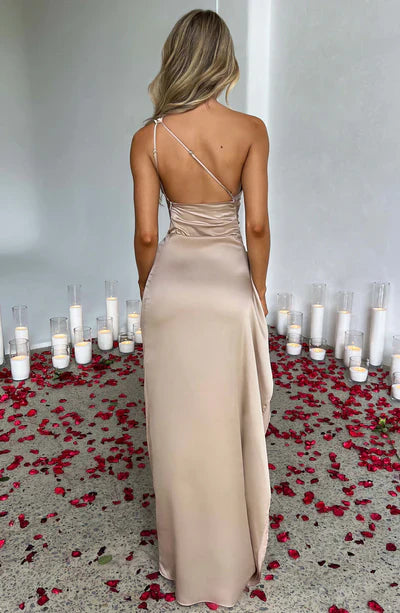 One-Shoulder Satin Gown | Elegant Drama Meets Sleek Allure