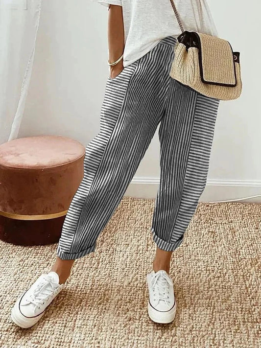 Striped Cotton Trousers | Relaxed Fit | Effortless Everyday Style