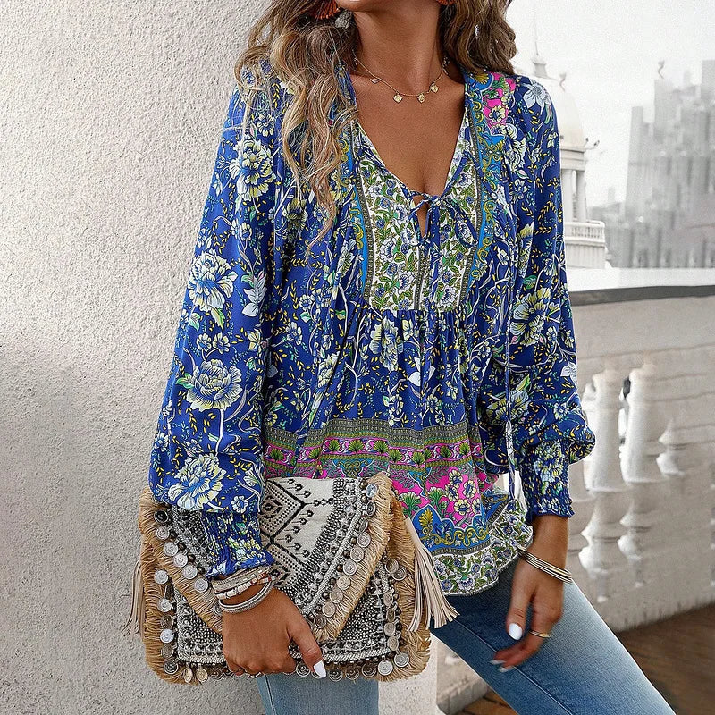 Boho Floral Peasant Blouse | Romantic Free-Spirit Vibes