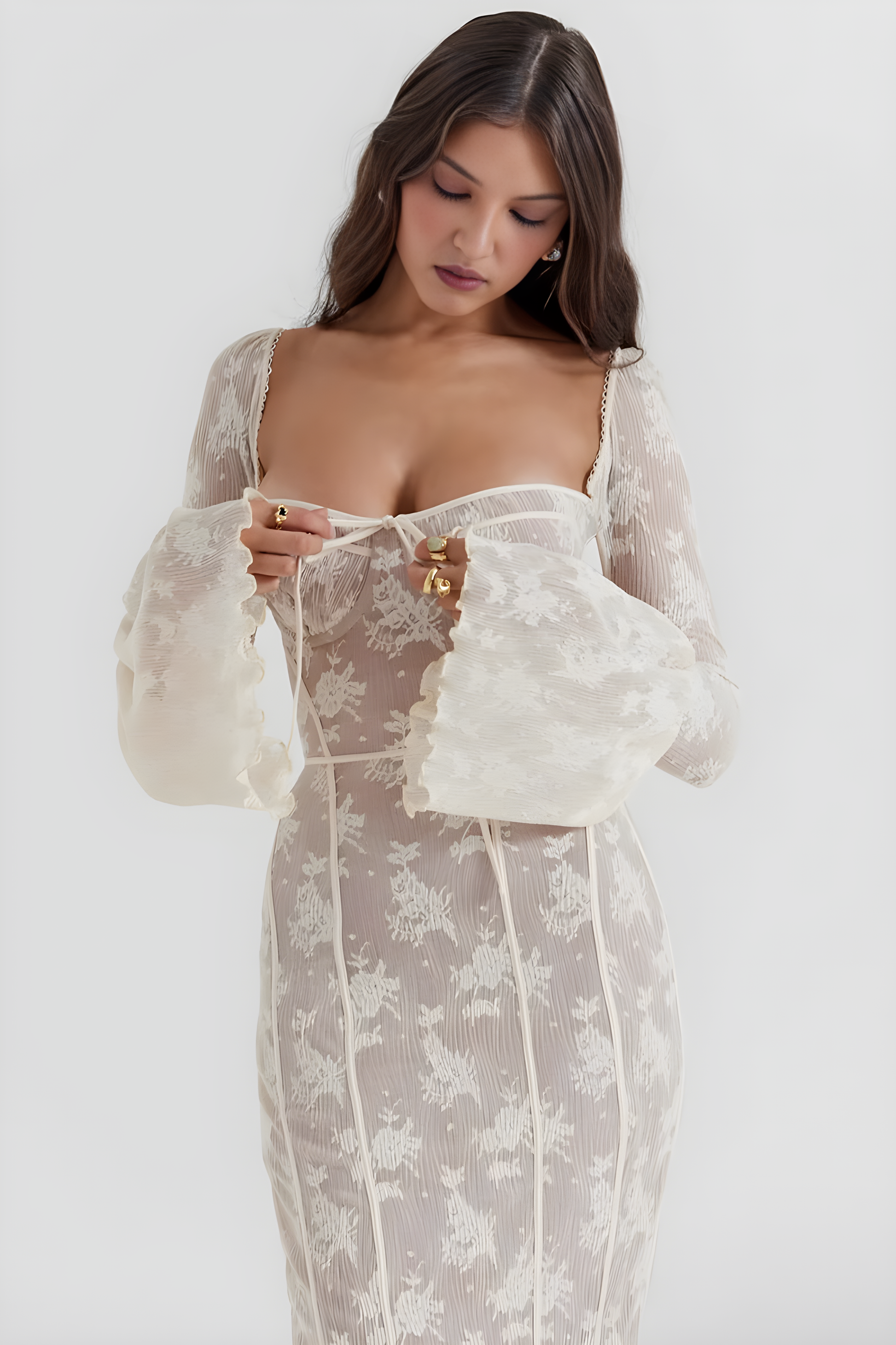 Midnight Eclipse Lace Gown | Elegant & Edgy Evening Drama