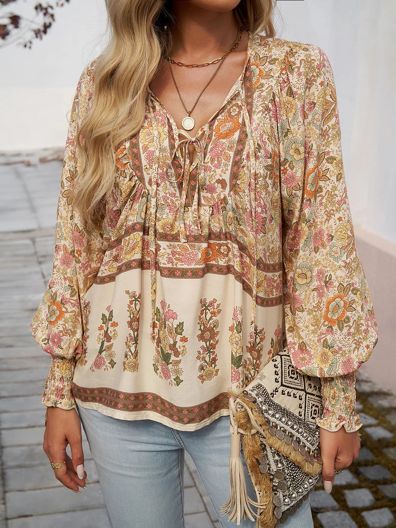 Boho Floral Peasant Blouse | Romantic Free-Spirit Vibes