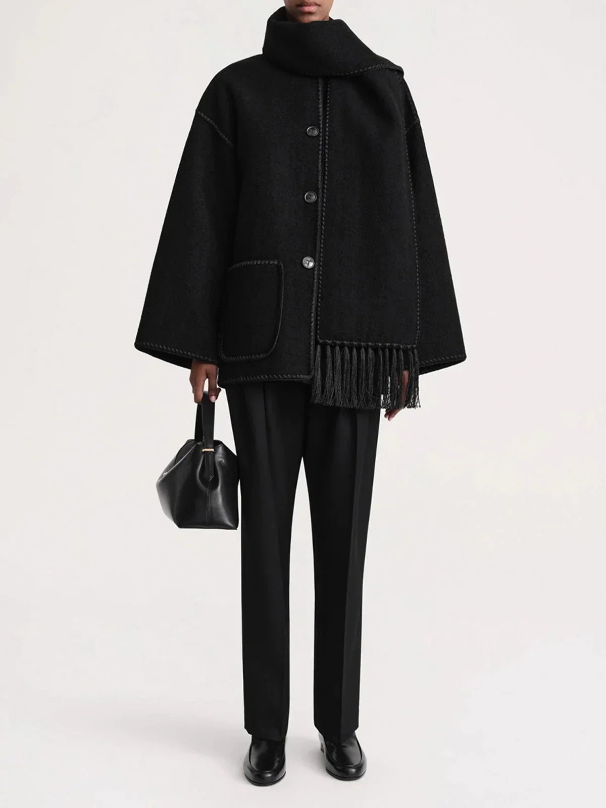 Modern Stitch Wrap Coat | Cozy Minimalist Statement